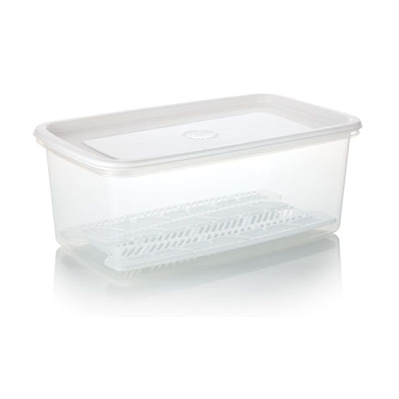 Recipiente Plastico Rectangular Con Bandeja 4L Blanco - Tienda online Estra