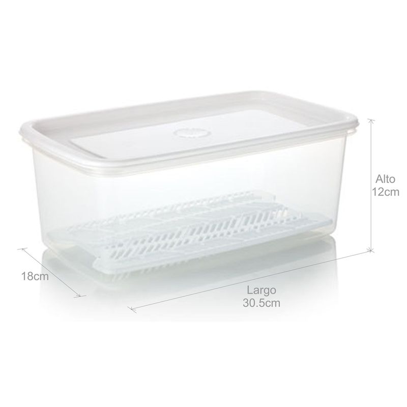 Bandeja plastica para 2 kg rectangular blanca x unidad - Packing Envases