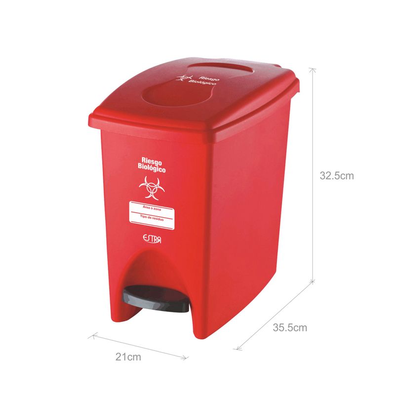 Canecas-Pedal-10L-rojo-Riesgo-Biologico