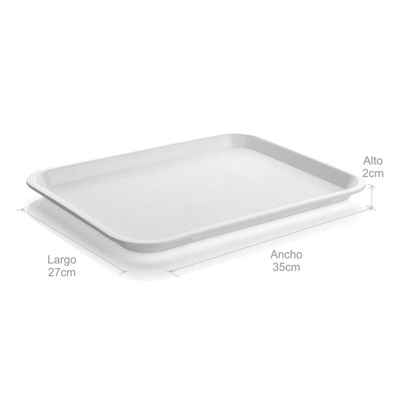 Bandeja Plastica Autoservicios Pequeña Blanca de 27 x 35 cm - Tienda online  Estra