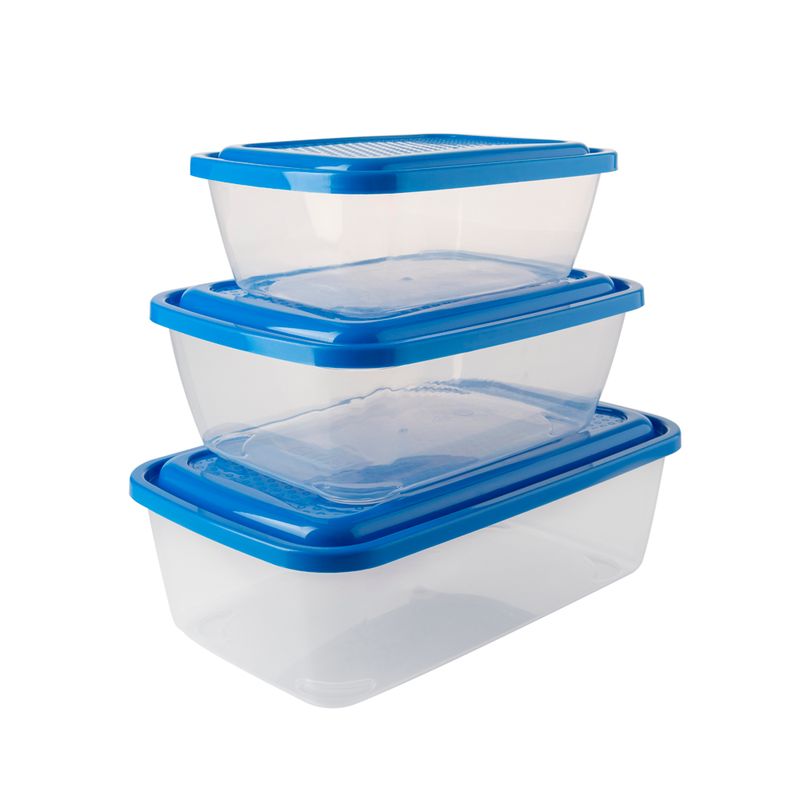 X Recipientes Plasticos Basicos Rect 1.2L-2.2L-3L Azul - Tienda online Estra