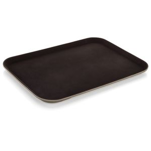 Bandeja Plastica Autoservicios con Antideslizante Cuadrada Grande Café
