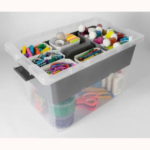 Caja Organizadora Multibox 25L Natural con recipientes modulares y bandeja