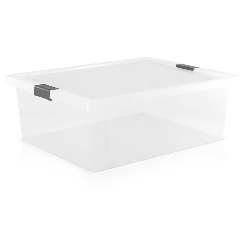 Caja rectangular de plástico transparente con broche 14x8.5x3.8 cm  organizador