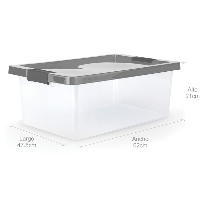 4 Cajas organizadoras plásticas transparentes con tapa 10 Litros