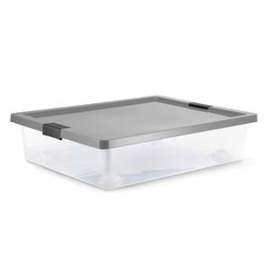 Caja organizadora con broches y ruedas bajo cama 28L