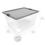 Caja organizadora con broches y ruedas bajo cama 28L transparente-Gris -  Tienda online Estra