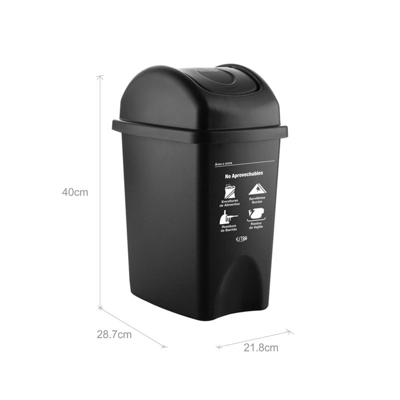 Caneca de basura / Papelera Vaivén Negra de 50 Litros - Plastihogar