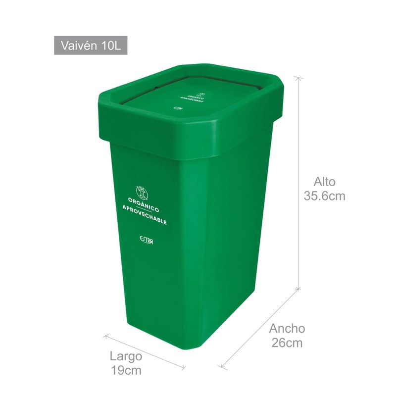 Canecas-EstraBins-vaiven-10L-verde-Organico-Aprovechable