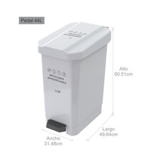 Canecas EstraBins- Pedal 44L Blanco aprovechable