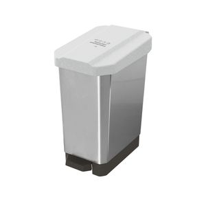 Caneca-Papelera Estrabins Pedal 44L Blanco-Reciclable Aprovechable-IML Metalizado
