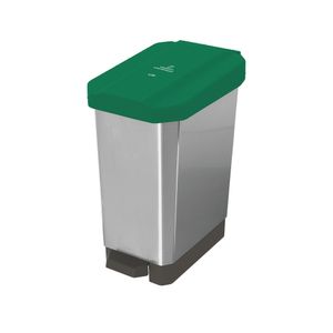 Caneca-Papelera Estrabins Pedal 44L Verde-Organico Aprovechable-IML Metalizado