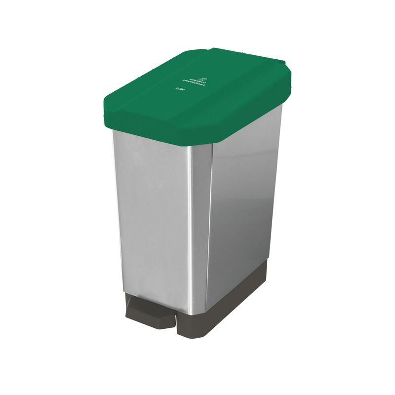 Caneca-Papelera-Estrabins-Pedal-44L-Verde-Organico-Aprovechable-IML-Metalizado