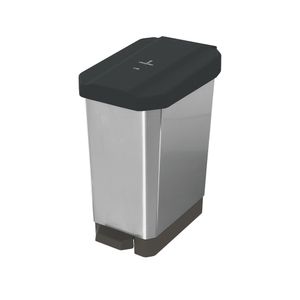 Caneca-Papelera Estrabins Pedal 44L Negro-No Aprovechable-IML Metalizado