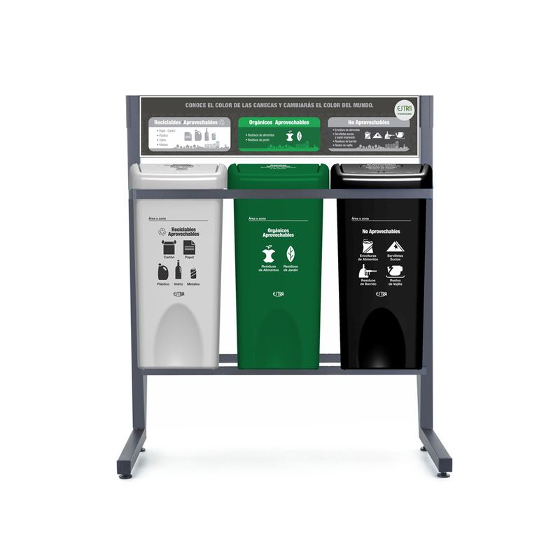 Punto-Ecologico-3-Puestos-35L-Reciclable-Aprovechable-Organico-Aprovechable-No-Aprovechable
