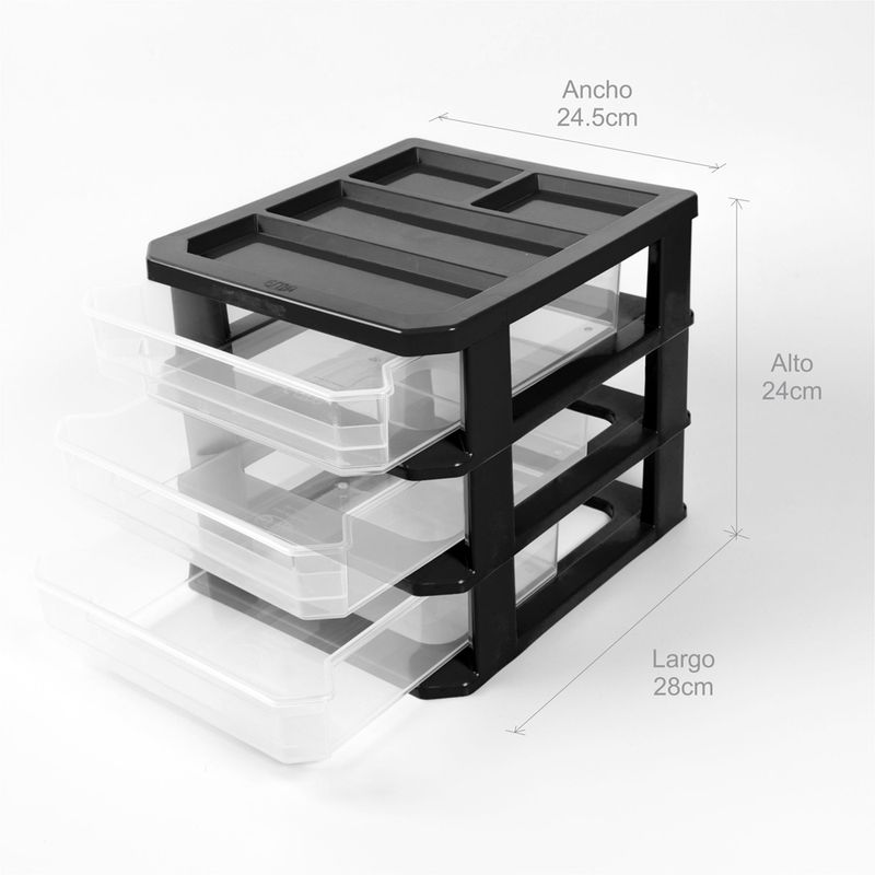 Caja Plástico Organizador Cajonera 4 Cajones Altos