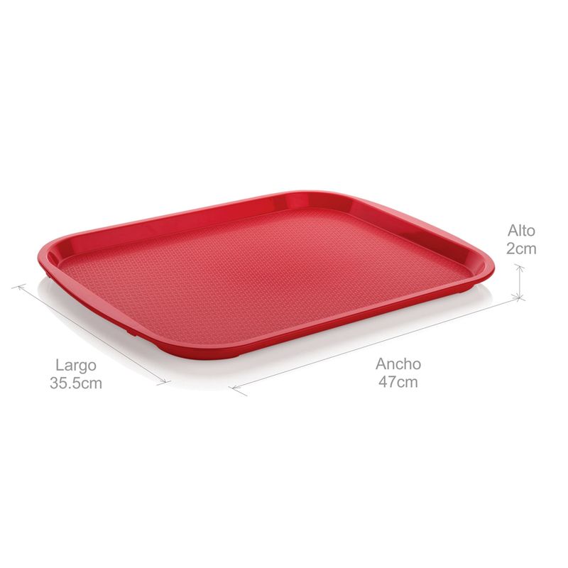 Bandeja Plastica Autoservicios Grande Roja de 35.5 x 47 cm - Tienda online  Estra