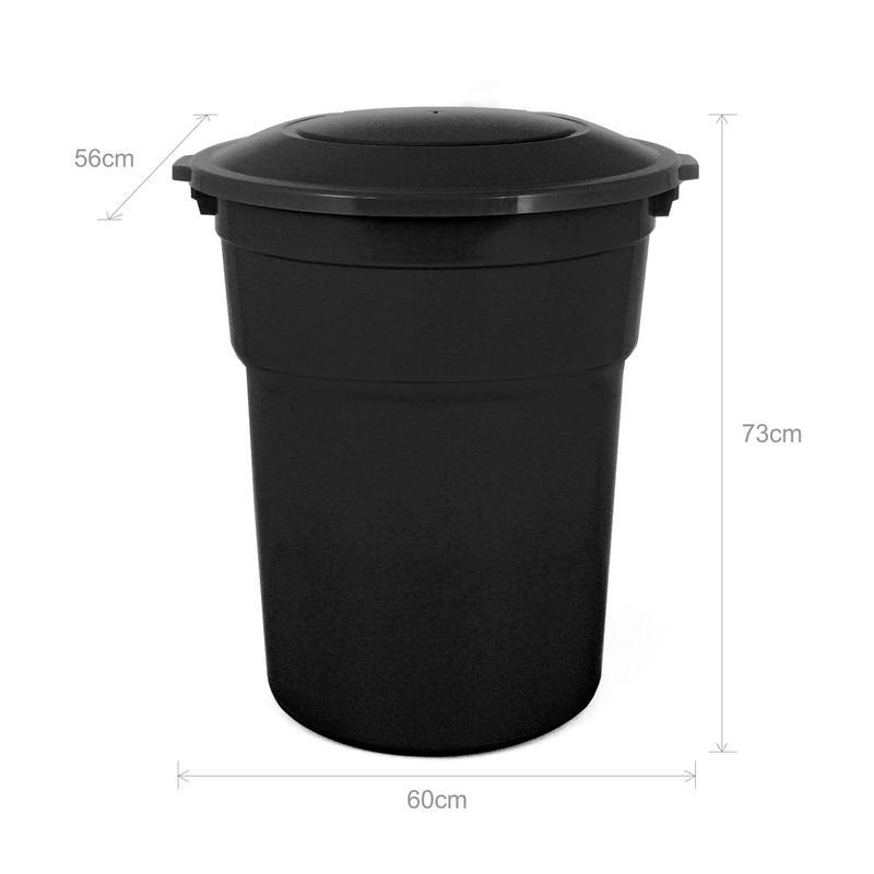 Stefanplast – Bidón Negro de Polietileno, con Tapa, de 100 litros :  : Hogar y cocina