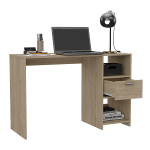 Escritorio Taira, Beige, con un cajón y dos entrepaños