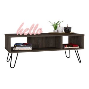 Mesa de Centro Lara, Grafito, con amplio espacio y patas de acero ZF