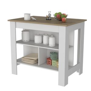 Mesa Auxiliar Cala, Café claro y Blanco, con amplia superficie en la mesa ZF