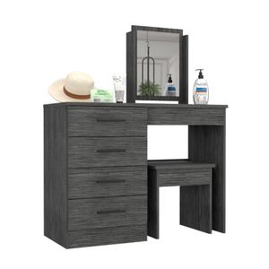 Mueble Tocador Wesley,Gris, con cuatro cajones para ubicar maquillaje ZF