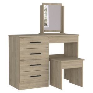 Mueble Tocador Wesley, Beige y Blanco, espacio para ubicar maquillaje