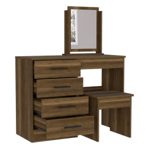 Mueble Tocador Wesley, Caramelo y Wengue, con cuatro cajones para ubicar maquillaje