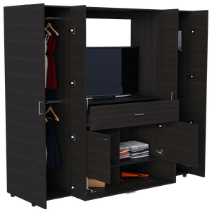 Closet Jakob, Wengue, con dos cajones multiusos y seis puertas NEW