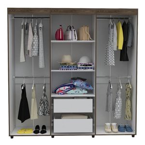 Closet Zafiro, Chocolate, con dos cajones multiusos y seis puertas abatibles