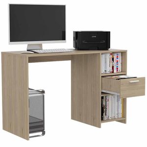 Escritorio Malasia, Beige,  con un cajón archivador
