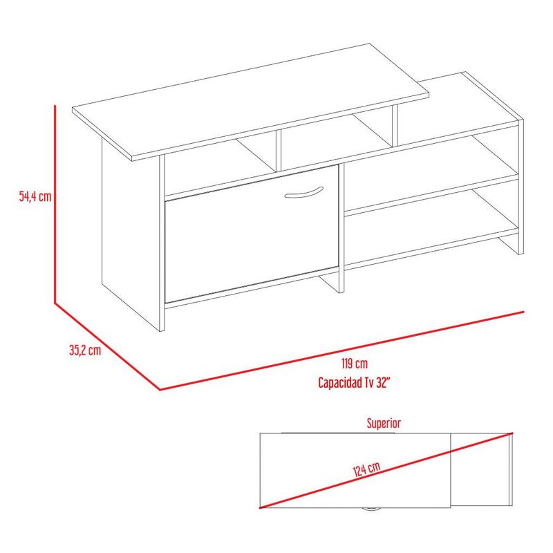 Mesa Para Tv Liena, Beige, Para Televisor de 40 Pulgadas - VIRTUAL