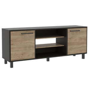 Mesa para TV Wesley, Wengue y Miel, con espacio para televisor de 65 pulgadas