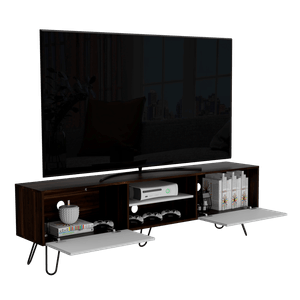 Mesa para TV Lara, Caoba y Blanco, para televisor de 70 pulgadas