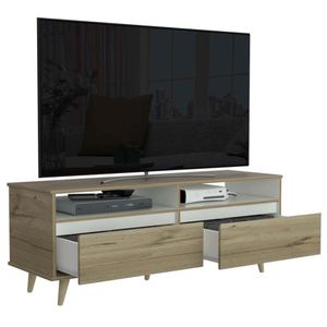 Mesa para TV Dante, Café claro, con espacio para televisor de hasta 60 pulgadas
