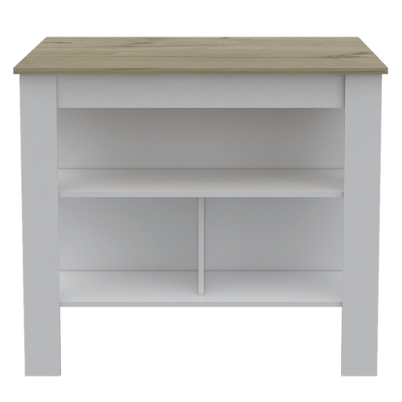 Mesa auxiliar cala, blanco y beige, con amplia supeicie en la mesa