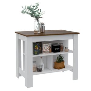 Mesa Auxiliar Cala, Blanco y Cobre, con amplia superficie en la mesa ZF
