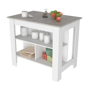 Mesa Auxiliar Cala, Blanco y Beige, con amplia superficie en la mesa ZF