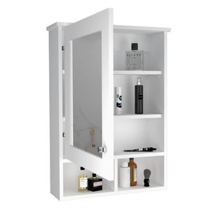 Gabinete de Baño Egeo, Blanco, con puerta espejo y tres entrepaños para ubicar objetos