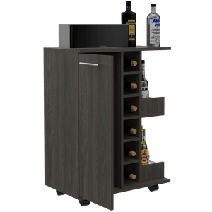 Bar Cart, Grafito, con espacio para botellas y porta copas