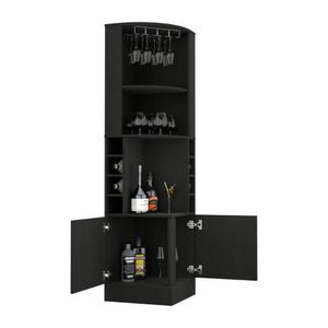 Bar esquinero Ascher, Wengue, con dos puertas y porta copas ZF