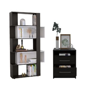 Combo Habitación Mon, Biblioteca + Mesa de Noche