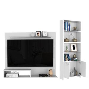 Combo Habitación Neón, Panel de Tv + Biblioteca
