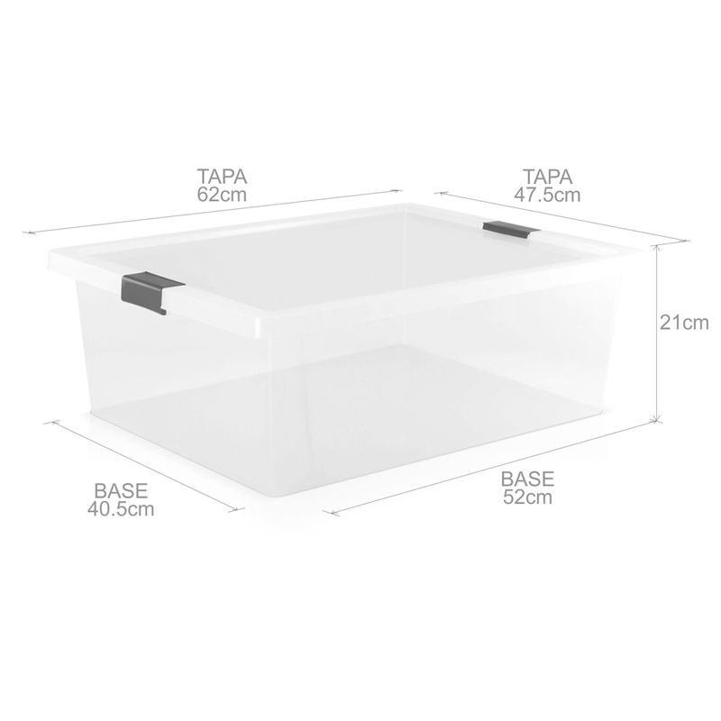 Caja organizadora con broches 37L - Tienda online Estra