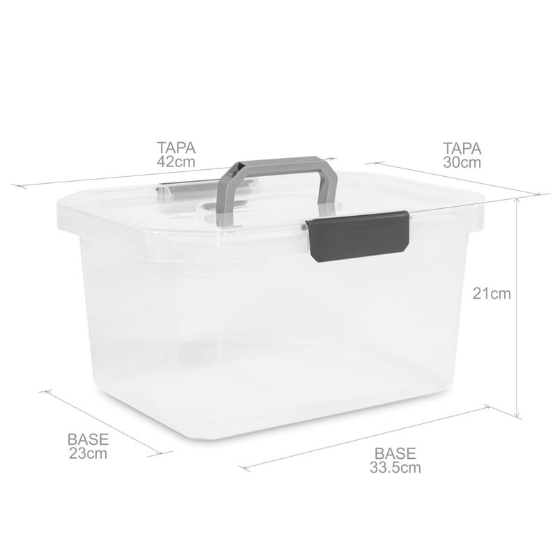 Caja organizadora plástica de 23cm color transparente