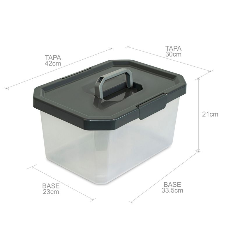 Caja Organizadora Estrabox con Manija 16L Natural-Gris - Tienda online Estra