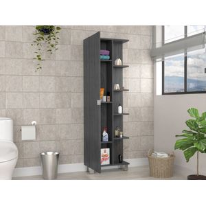 Mueble Esquinero Arán, Gris, con Variedad de Entrepaños