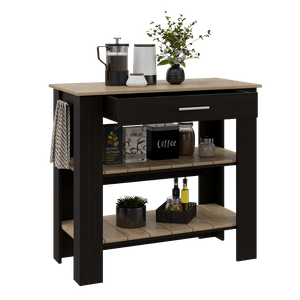 Mesa Auxiliar Cala, Wengue y Café Claro, con Un Cajón y Dos Entrepaños