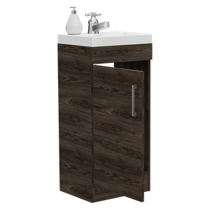 Mueble Lavamanos Oporto, Chocolate, con una puerta abatible
