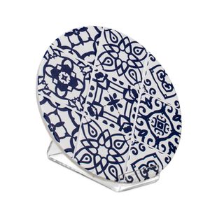 Portacalientes Azulejos 20Cm Azul-Blanco